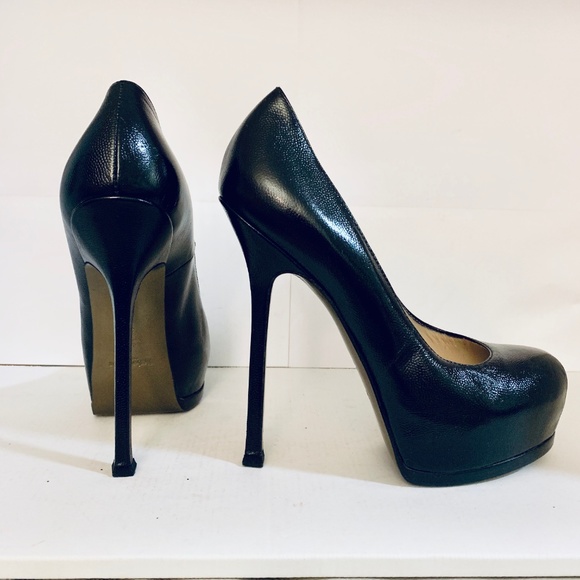 Saint Laurent TRIBTOO 105 Black Leather Pump - Picture 1 of 8